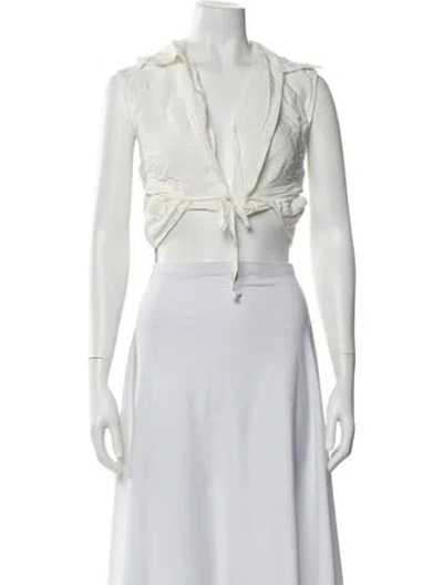 Pre-owned Matthew Bruch Sleeveless Crop Top In White