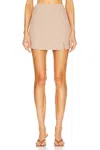 Matthew Bruch Slit Mini Skirt In Rust In Neutral