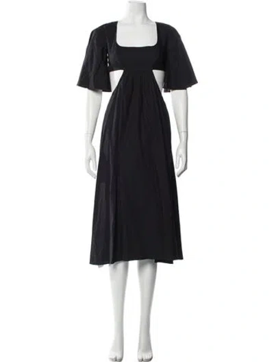 Pre-owned Matthew Bruch Square Neckline Knee-length Dress In Blue