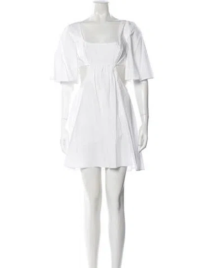 Pre-owned Matthew Bruch Square Neckline Mini Dress In White
