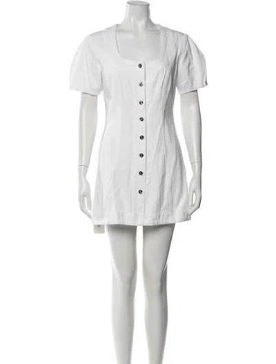 Pre-owned Matthew Bruch Square Neckline Mini Dress In White