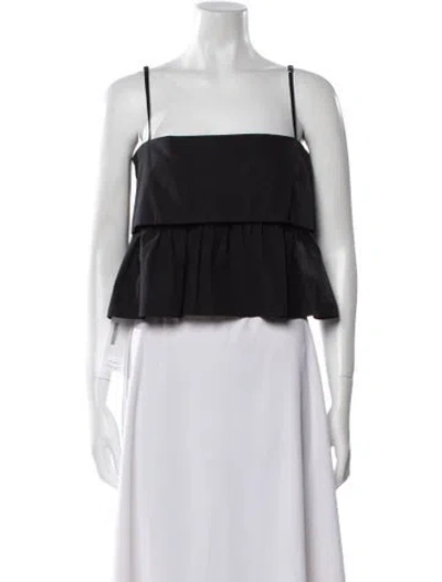 Pre-owned Matthew Bruch Square Neckline Sleeveless Crop Top In Black