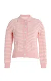 Matthew Bruch Striped Cotton-blend Cardigan In Pink