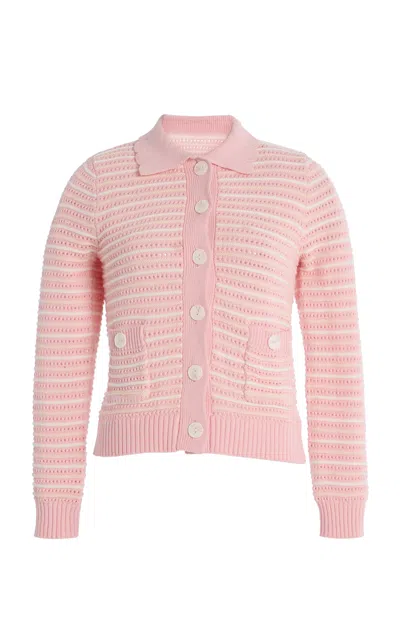 Matthew Bruch Striped Cotton-blend Cardigan In Pink