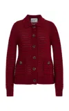 Matthew Bruch Striped Cotton-blend Knit Cardigan In Burgundy