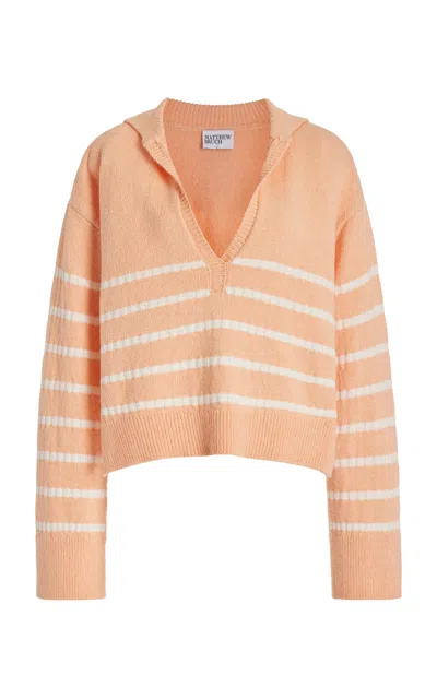 Matthew Bruch Striped Cotton-blend Knit Sailor Jumper In Pink