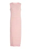 Matthew Bruch Striped Cotton-blend Midi Dress In Pink