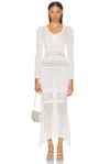 Matthew Bruch Striped Mesh Handkerchief Midi Dress