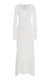 Matthew Bruch Striped Mesh Handkerchief Midi Dress