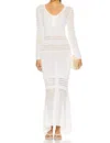 Matthew Bruch Striped Mesh Handkerchief Midi Dress In White Knit In White