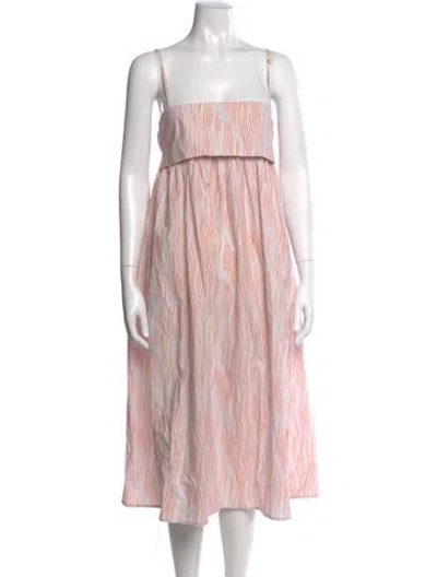 Pre-owned Matthew Bruch Striped Midi Length Dress In Pink