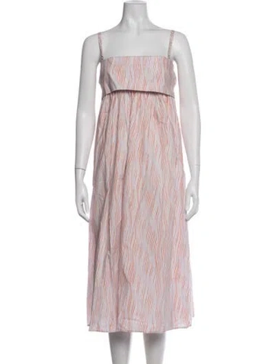 Pre-owned Matthew Bruch Striped Midi Length Dress In Pink