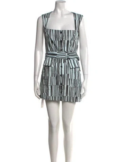 Pre-owned Matthew Bruch Striped Mini Dress In Blue