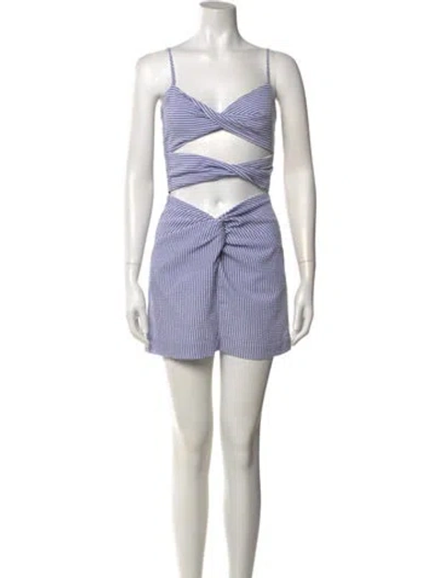 Pre-owned Matthew Bruch Striped Mini Dress In Neutral