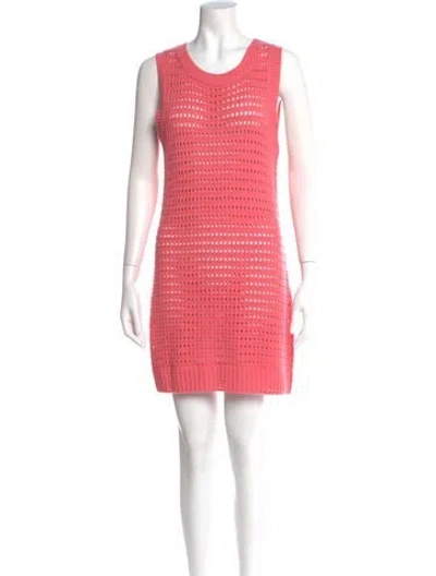 Pre-owned Matthew Bruch Striped Mini Dress In Pink