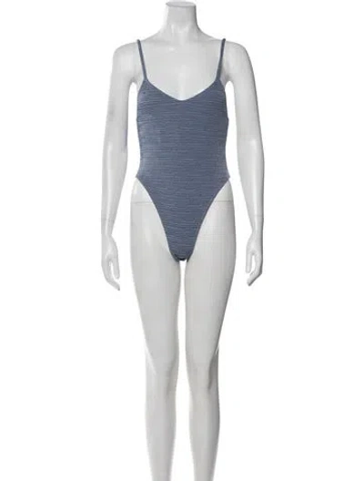 Pre-owned Matthew Bruch Striped One-piece W/ Tags In Blue