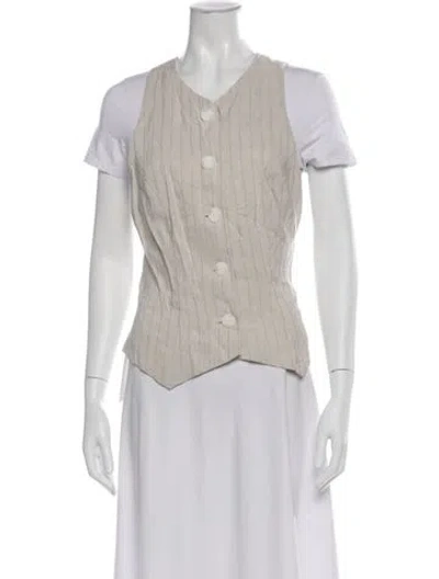 Pre-owned Matthew Bruch Striped Vest W/ Tags In Grey/neutrals