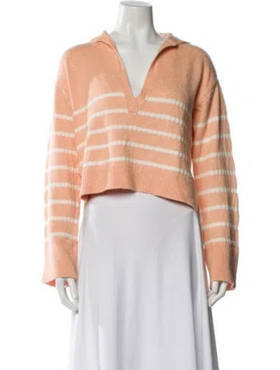 Pre-owned Matthew Bruch Striped V-neck Crop Top In Multi