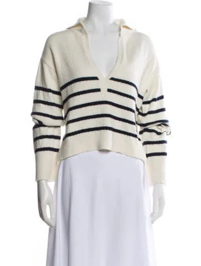 Pre-owned Matthew Bruch Striped V-neck Sweater