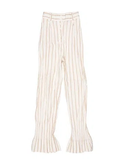 Pre-owned Matthew Bruch Striped Wide Leg Pants In Neutral