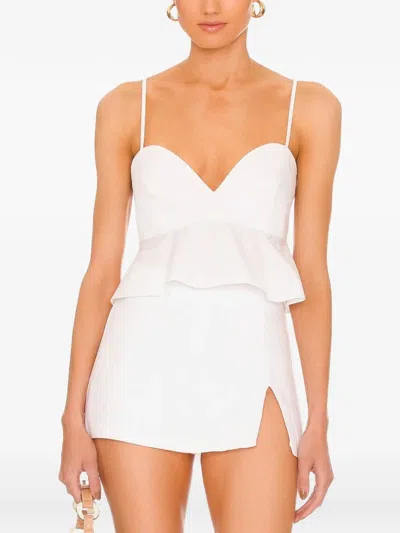 Matthew Bruch Sweet Heart Peplum Top In White