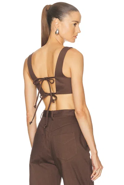 Matthew Bruch Tie Back Crop Top In Brown