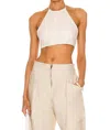 Matthew Bruch Tie Halter Top In Cream In White