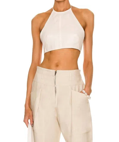 Matthew Bruch Tie Halter Top In Cream In White