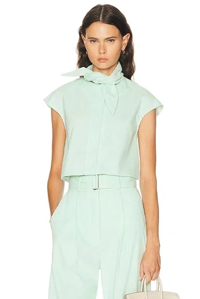 Matthew Bruch Tie Neck Button Up Shirt In Green
