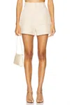 Matthew Bruch Tweed High Waist Short In Natural Tweed In Neutral