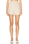Matthew Bruch Tweed High Waist Short In Natural Tweed In Natural