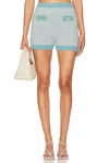 Matthew Bruch Tweed Knit Hot Short In Seafoam In Blue