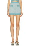 Matthew Bruch Tweed Knit Apron Crop Top In Seafoam Tweed In Blue