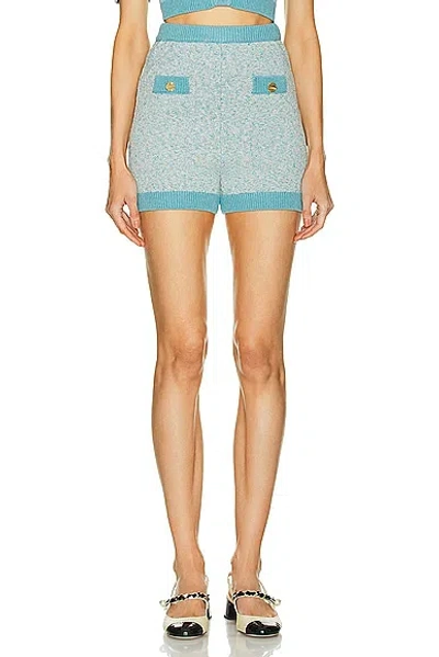 Matthew Bruch Tweed Knit Hot Short In Seafoam