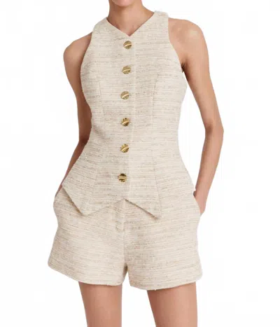 Matthew Bruch Tweed Vest In Natural Tweed In Neutral