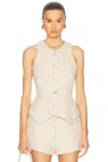 Matthew Bruch Tweed Vest In Natural