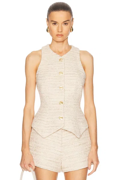 Matthew Bruch Tweed Vest In Natural