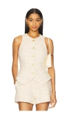 Matthew Bruch Tweed Vest In Natural Tweed