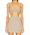 Matthew Bruch Twist Bandeau Crop Top In Rust Houndstooth In Multi