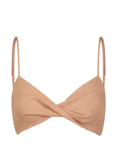Matthew Bruch Twist Bandeau Crop Top In Orange