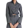 Matthew Bruch Twist Button Up In Denim Blue In Gray