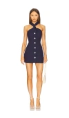 Matthew Bruch Twist Button Up Mini Dress In Navy