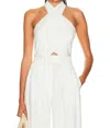 Matthew Bruch Twist Button Up Vest In White In White