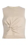 Matthew Bruch Twist-front Cropped Top In Ivory
