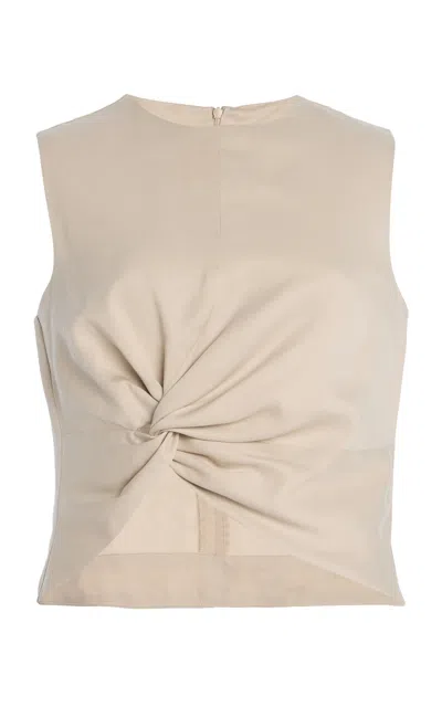 Matthew Bruch Twist-front Cropped Top In Ivory