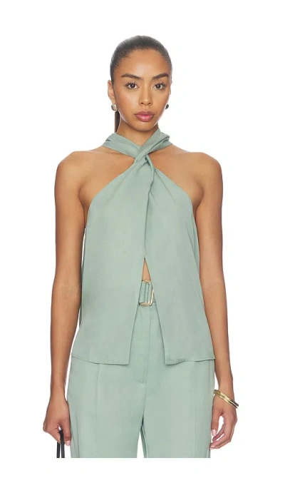 Matthew Bruch Twist Halter Top In Green