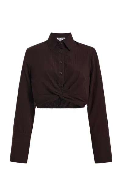 Matthew Bruch Twist Stripe Button Up In Brown