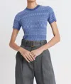 Matthew Bruch Two Tone Stripe T-shirt In Denim Blue Knit In Blue