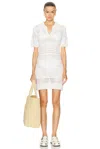 Matthew Bruch Variegated Knit Mesh Polo Dress In White