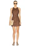 Matthew Bruch Vest Mini Dress In Brown